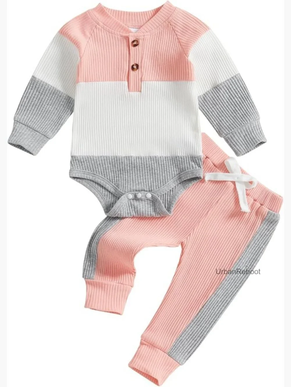 Baby Girl Fall Romper & Pants Set - Soft Cotton, Long Sleeve, Snap Closure